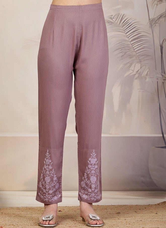 Qazmi Gulnaz Aari Work Viscose Rayon Full Sleeves A-Line CoOrd Set - Image 5